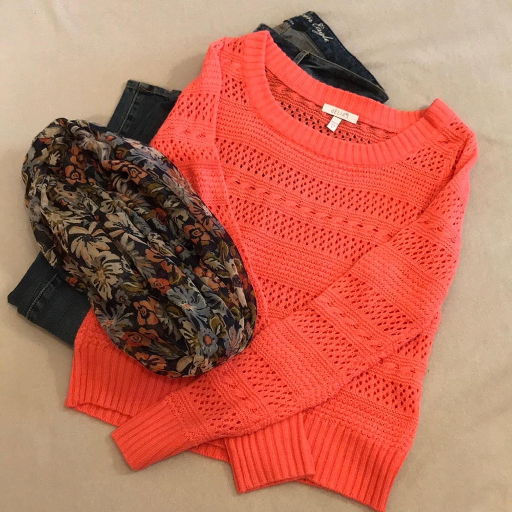 🌞 Delias Pretty Apricot Crew Sweater